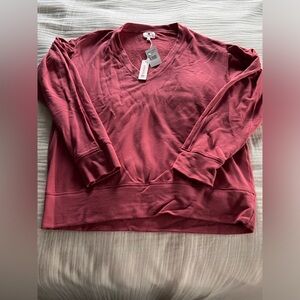 NWT Sundry Pleated Sleeve Cotton Modal Sweatshirt Rust Size XL 4